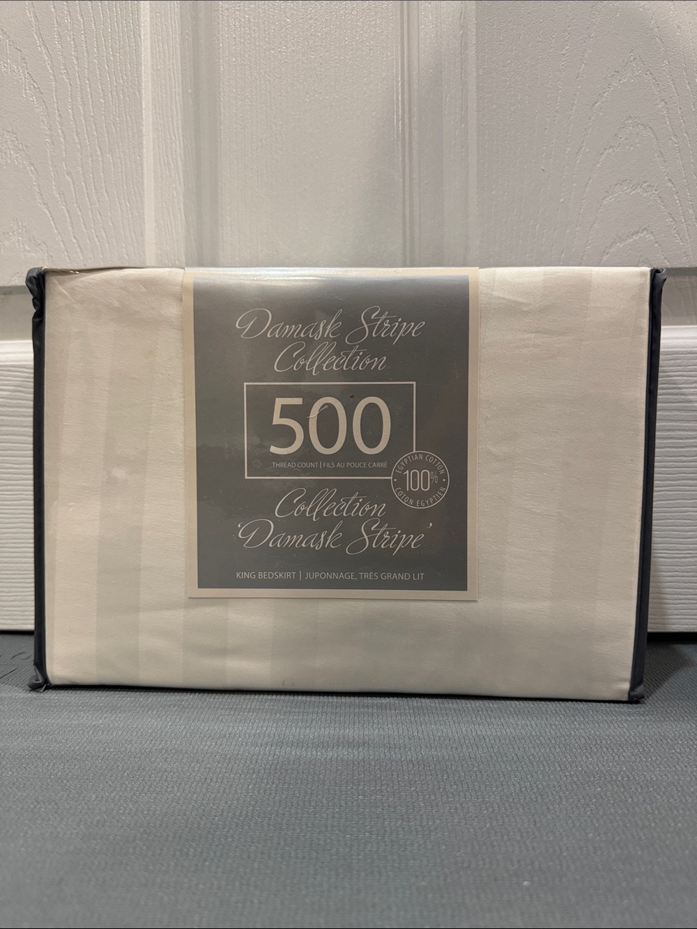 Damask Stripe Collection 500 thread count King Bedskirt Egyptian Cotton
